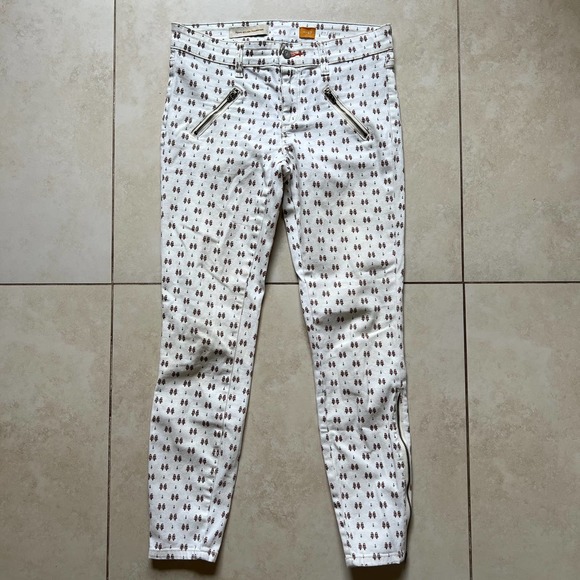 Pilcro and the Letterpress Cream Paisley Floral Pattern Slim Denim Jeans Size 27 - Picture 1 of 11